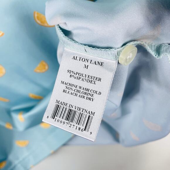 Alton Lane Size Medium Oranges Print Short Sleeve Golf Polo Shirt Blue - Picture 4 of 4